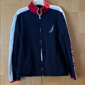 Nautica Men's Navy Jacket with Red and White Accents
